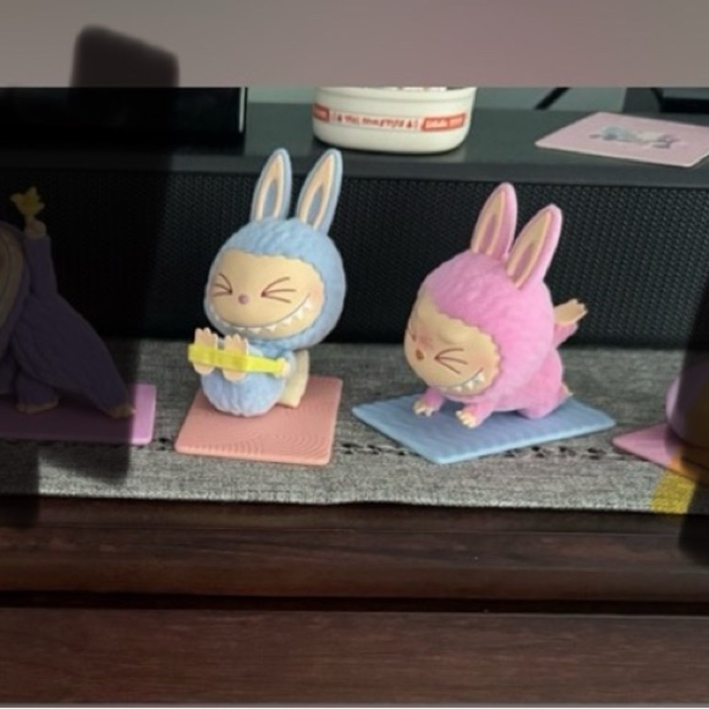 2 authentic lazy yoga labubu